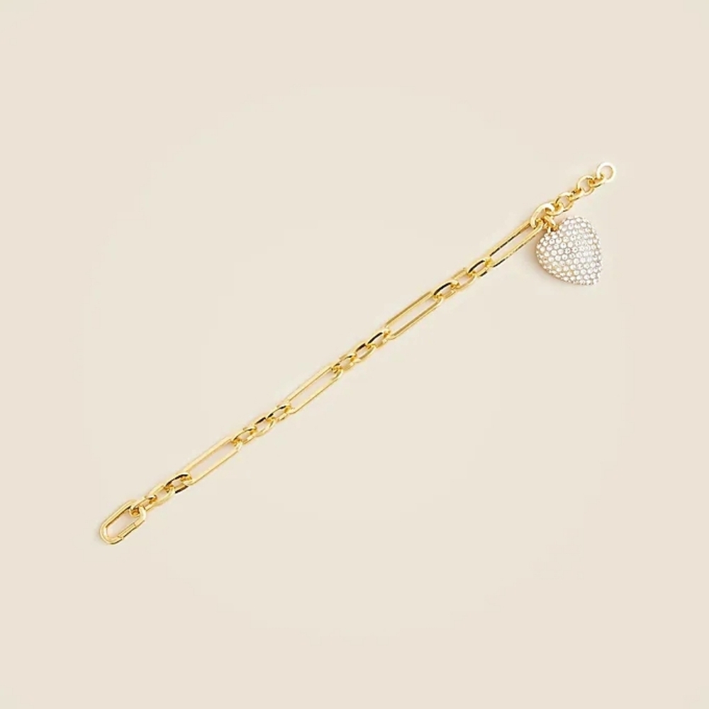 J Crew Pavé-encrusted heart charm bracelet